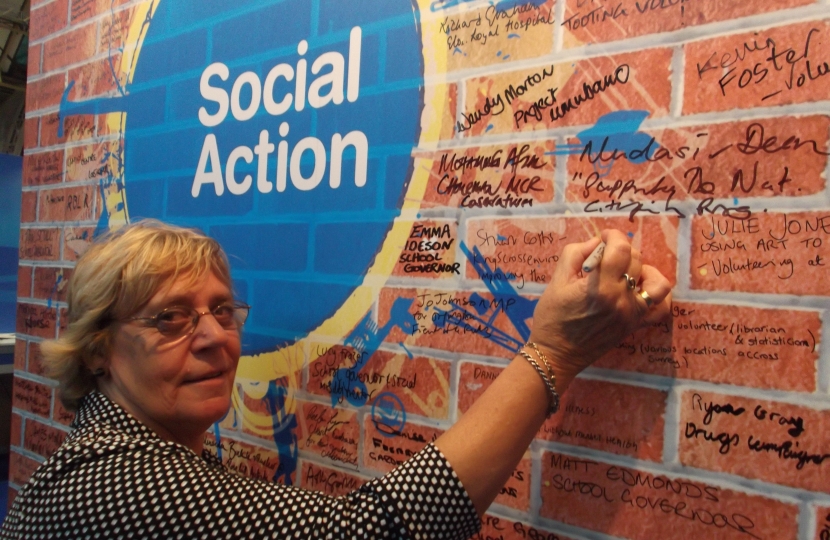Cllr Ruth Melling at the Social Action wall