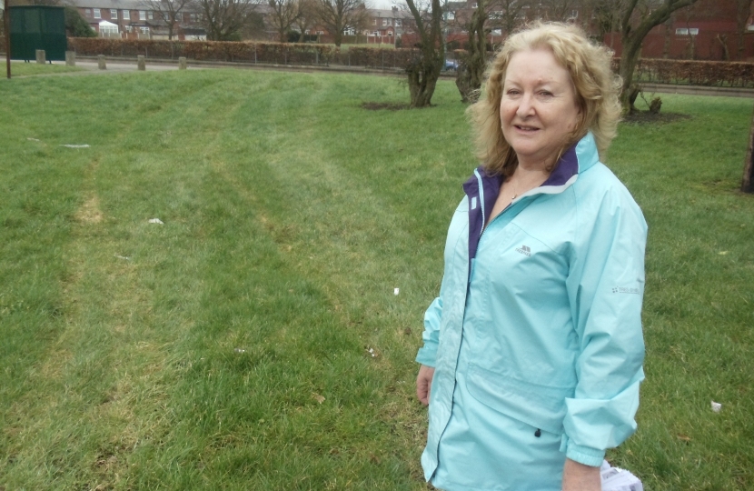 Cindy on grassland at the bottom of Moor Drive where issues with motorcycle nuis