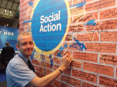 Edward McCarthy Knowsley ward candidate at the Social Action wall